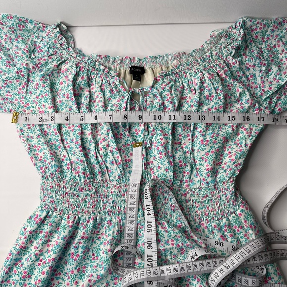 J. Crew Puff Sleeve Midi Dress Prairie Blue Floral Smocked, New w/ Tags, Size 4 - Picture 13 of 15